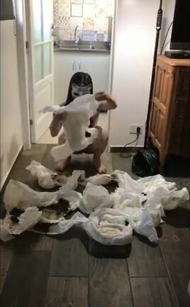 A collection of messy diapers..
