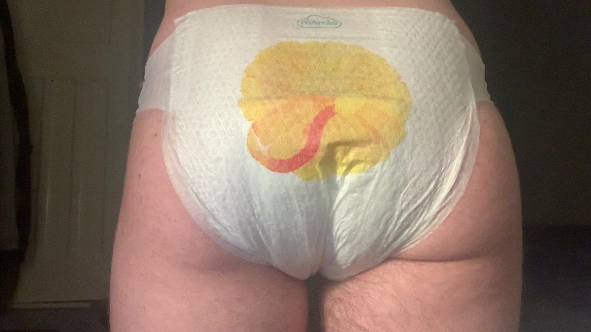Messing and big wet in diaper