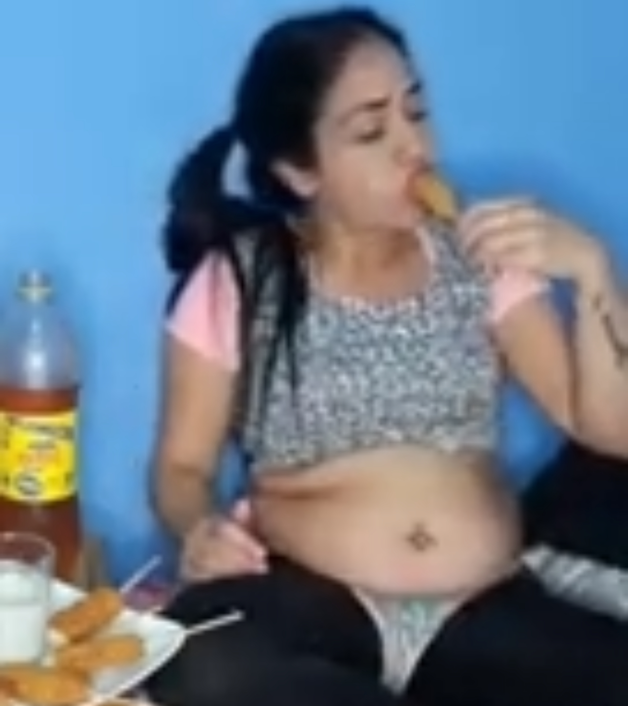Latina stuffs her chubby body