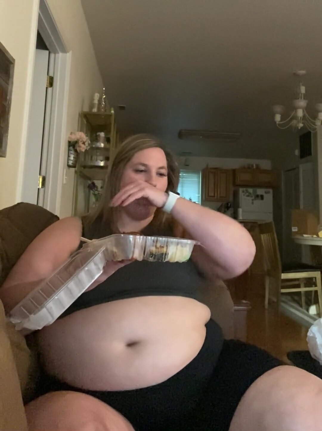 huge bbw stuffing her big fat thick belly 0