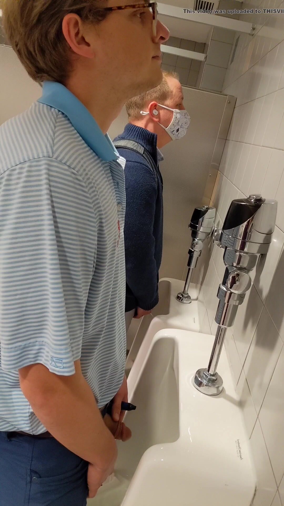 Young Nerdy Collegiate Guy Urinal Piss