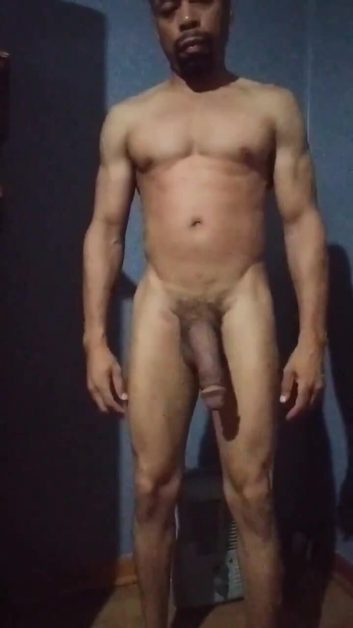 sexy black dude naked flashing big floppy cock