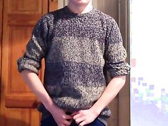 Lad in jumper flashes his bits and spanks his ass