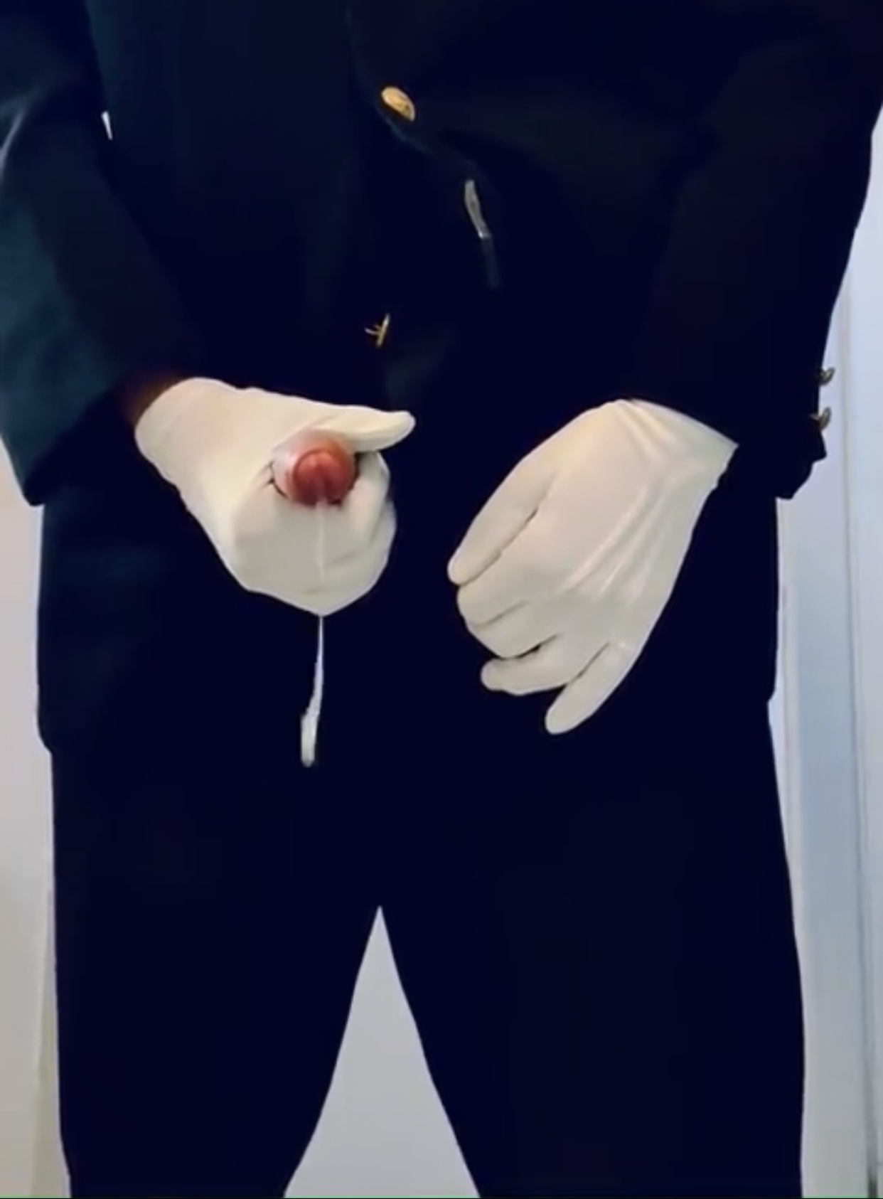 White gloves and cum