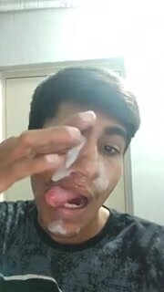 Indian boy eats his cum facial