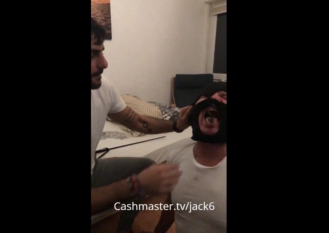 Arab master and his spittoon ashtray faggot