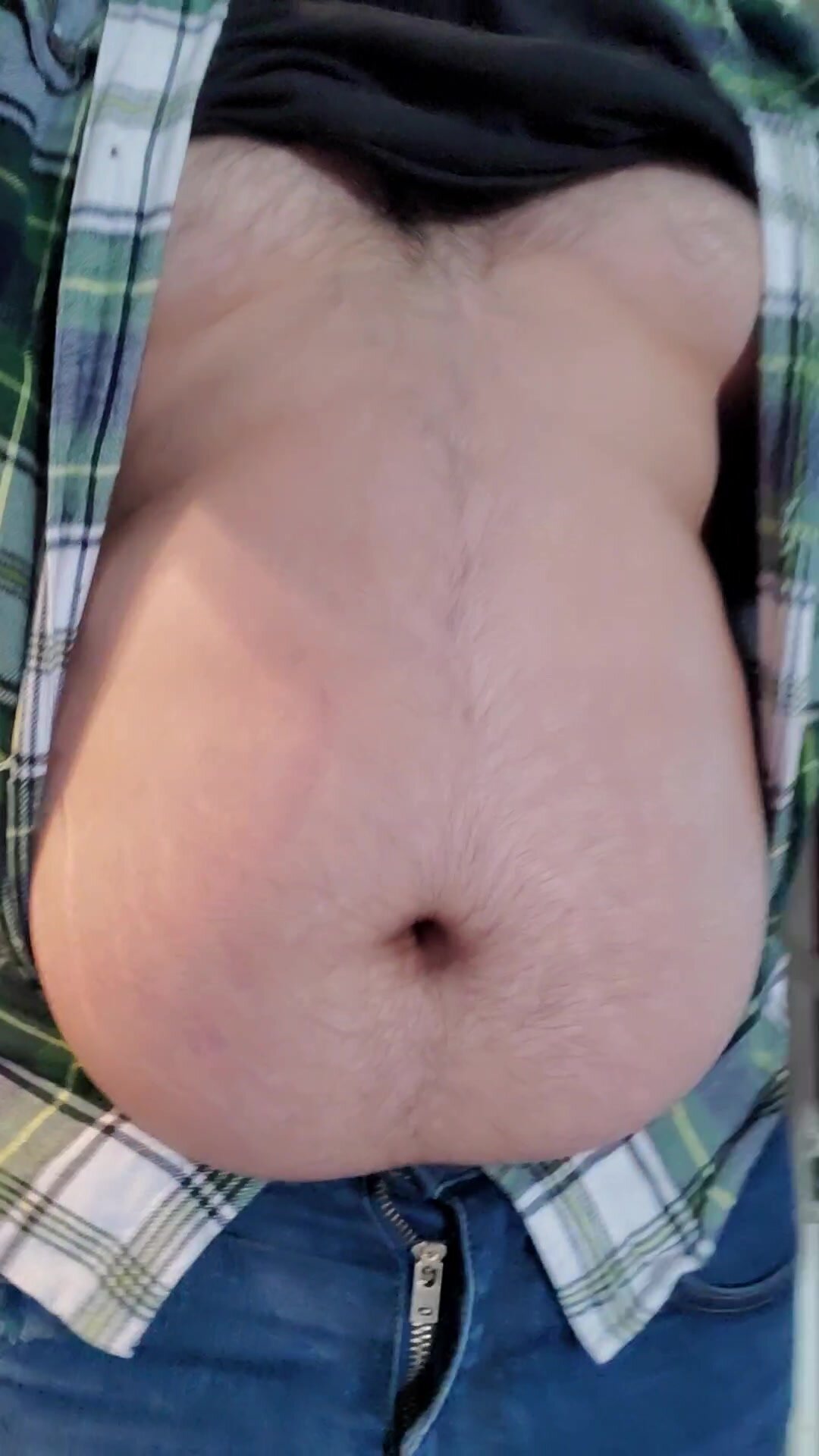 Male fat belly walking