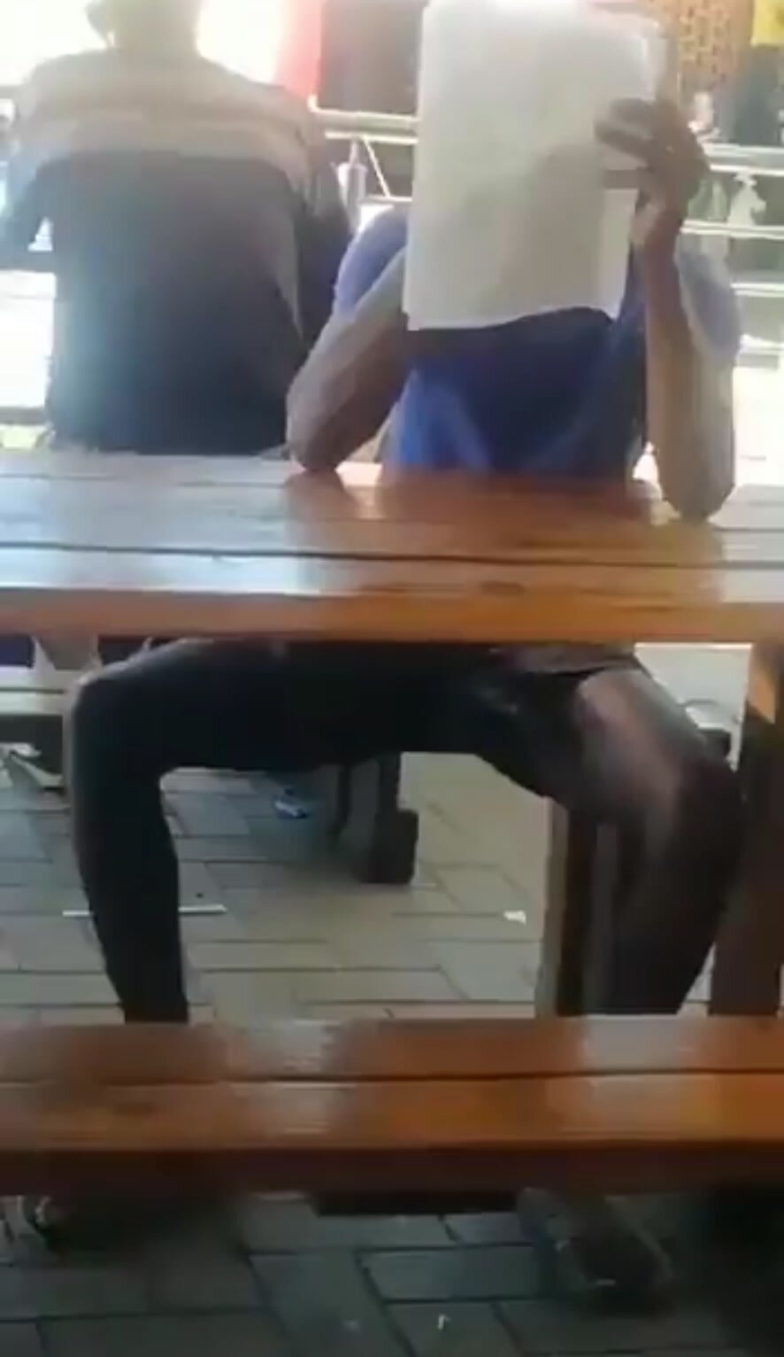 Showing off his rock hard dick in public
