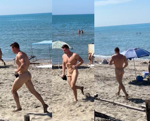 Caught running naked at the beach