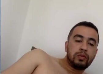 Str8 Arab smoking wanking and cumming on cam