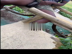 jamaican jerks his big uncut cock in public