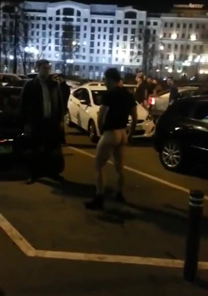 Bottomless man at the parking lot
