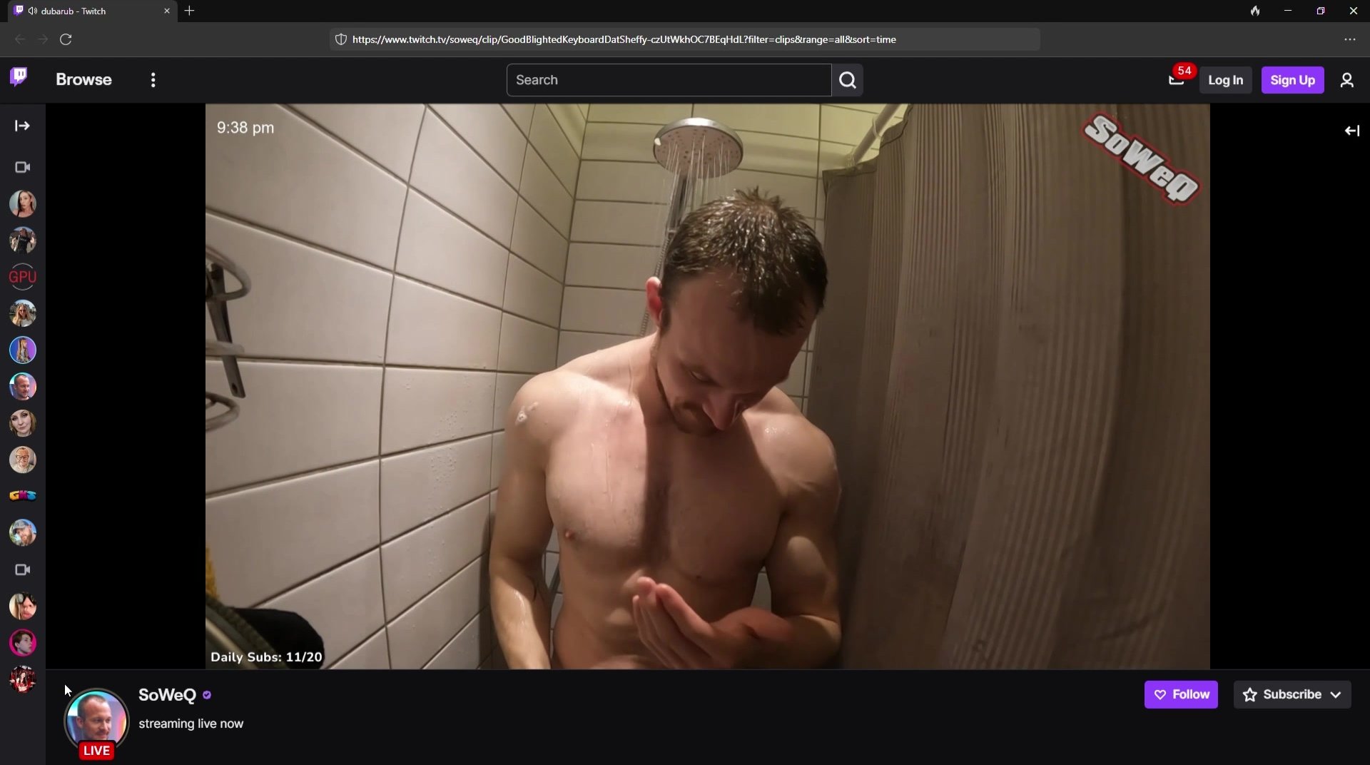 muscled streamer in shower