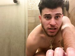 Shows Off Hairy Butt In The Shower