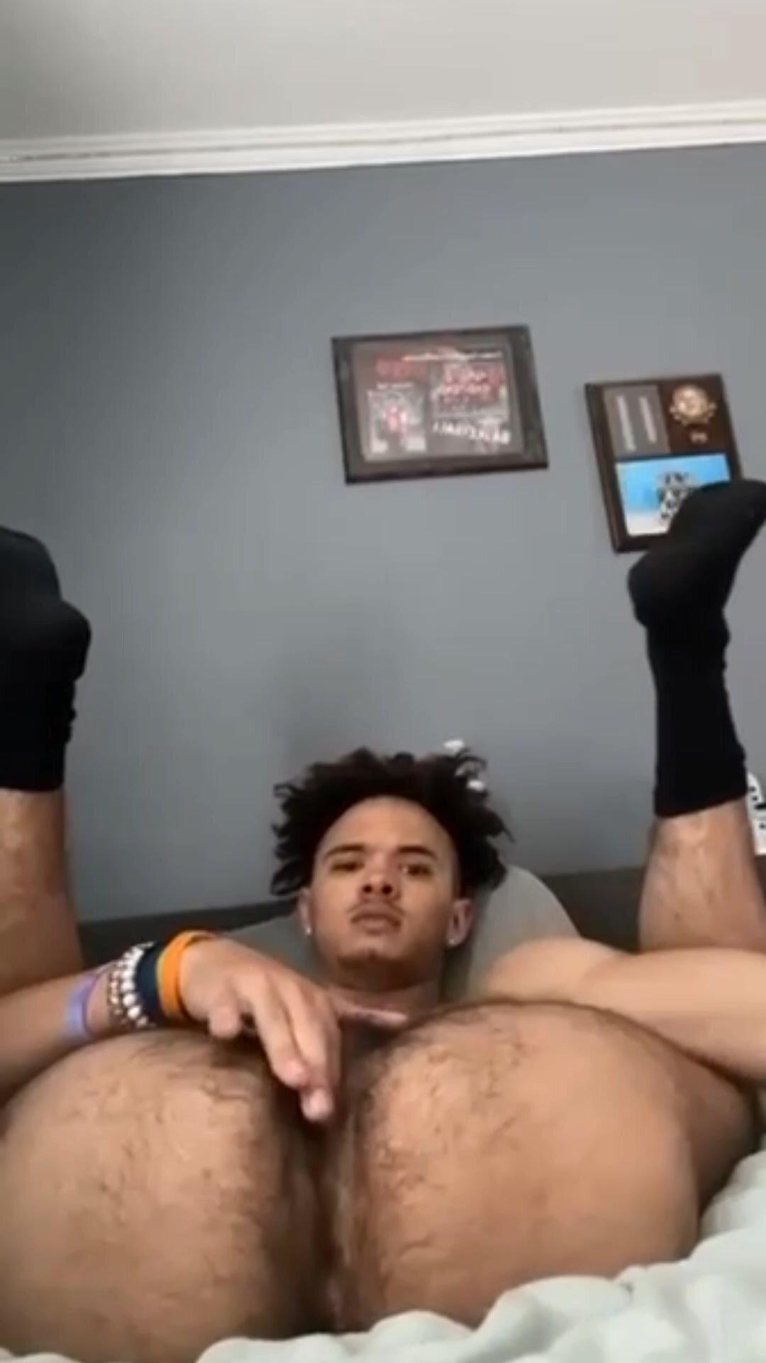 Lightskin guy showing his hairy butt