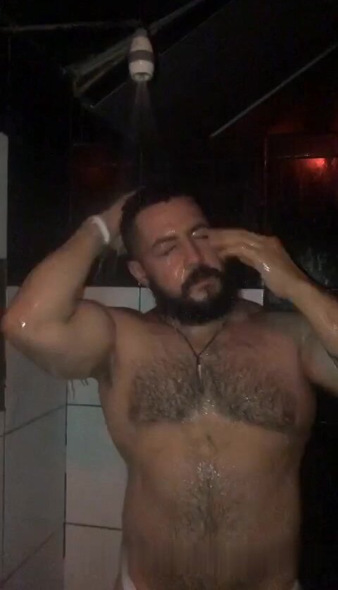 Muscle bear shower - video 3