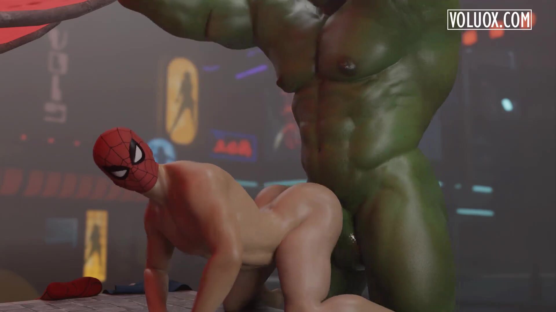 Spiderman rides HulkCock