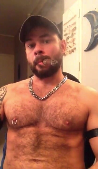 Smoking and showing armpit