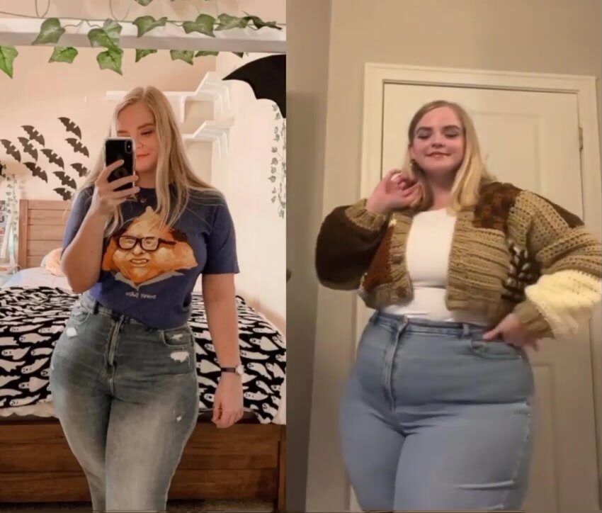 Blondie gains weight, before and after.