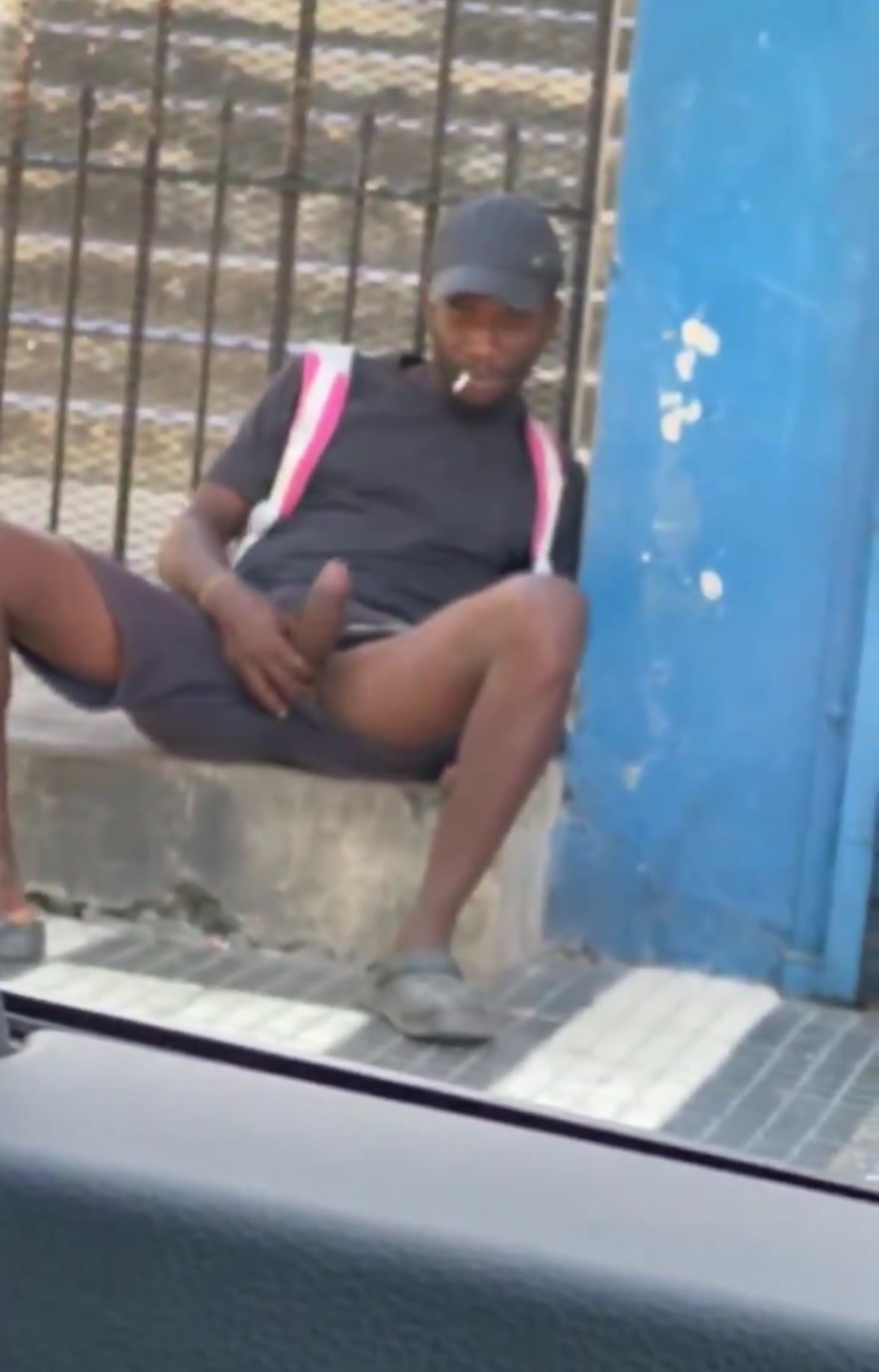 Homeless Jamaican wanking in public