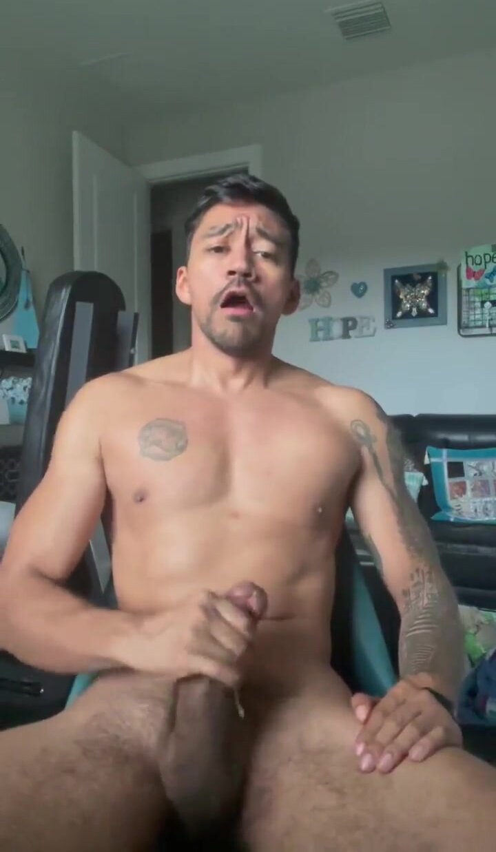 Thick Latino jerking his thick cock