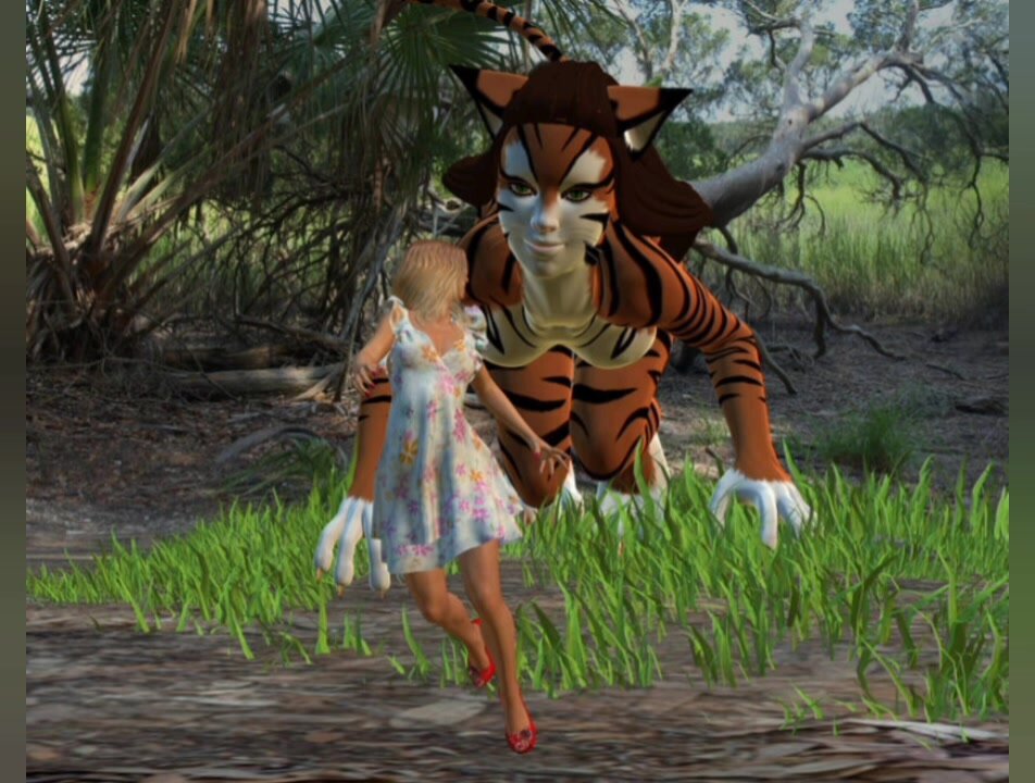 Giantess tigress vore tiny woman