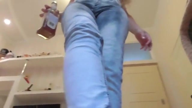 A drunk pee in her jeans..