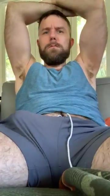 Watch dad's dick throb in shorts