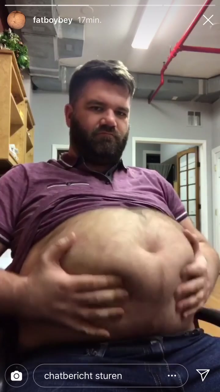 Fat guy showing off at work