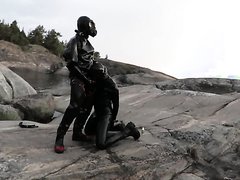 Blowjob in rubber and waders