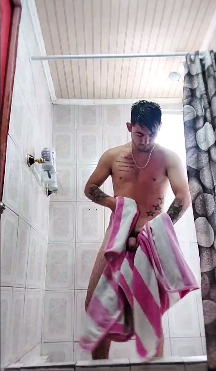 Hot young lad from Chile drying off after a shower