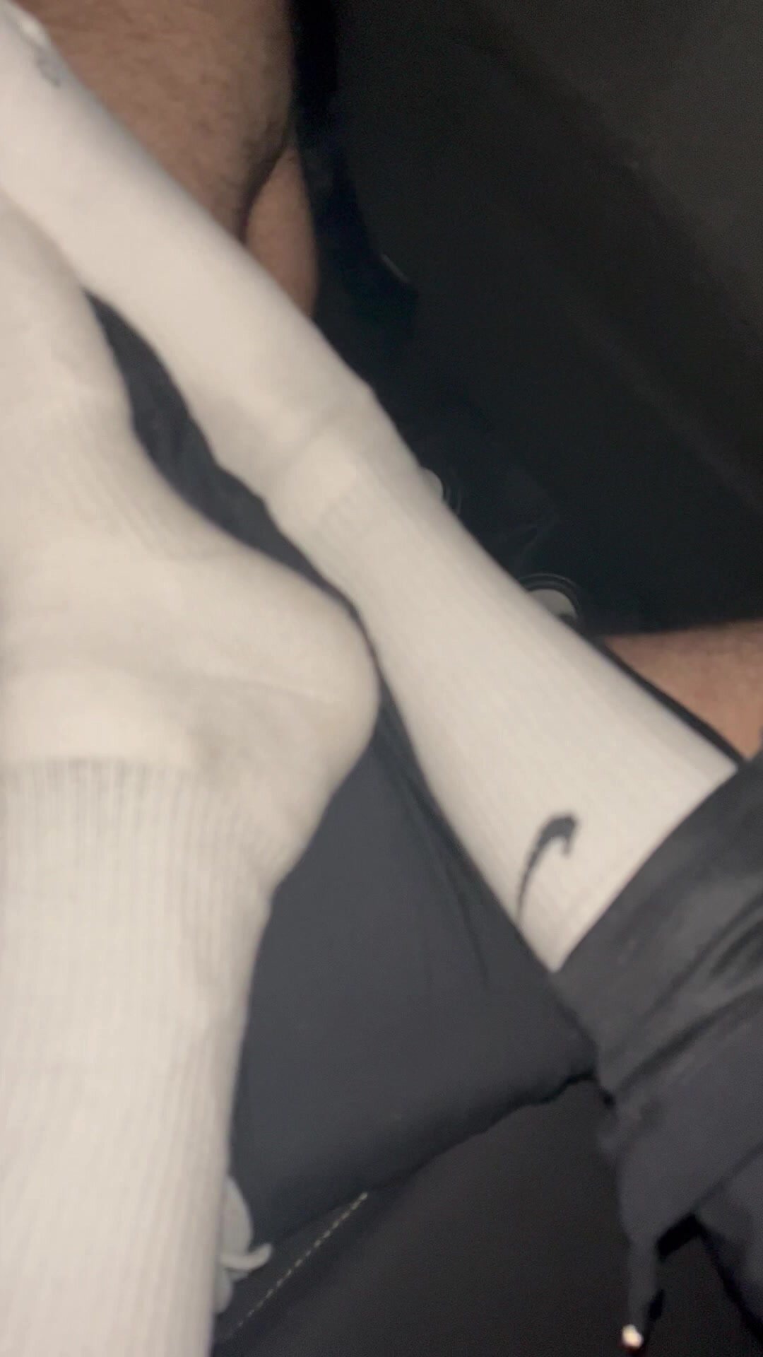 Socked footjob