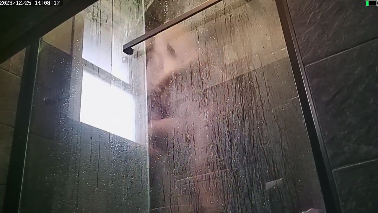Naked mommy showering again