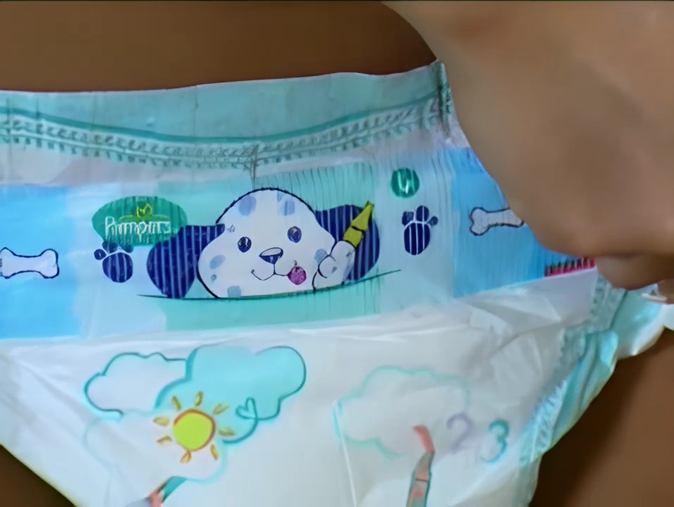 Girl Wetting Pampers Baby Dry