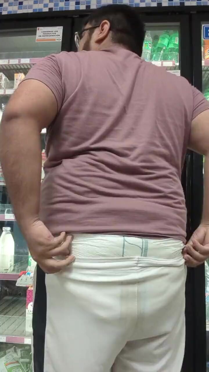 exposing diaper at the supermarket