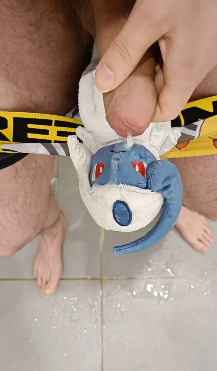 Pissing and cumming on cute plush in my undies