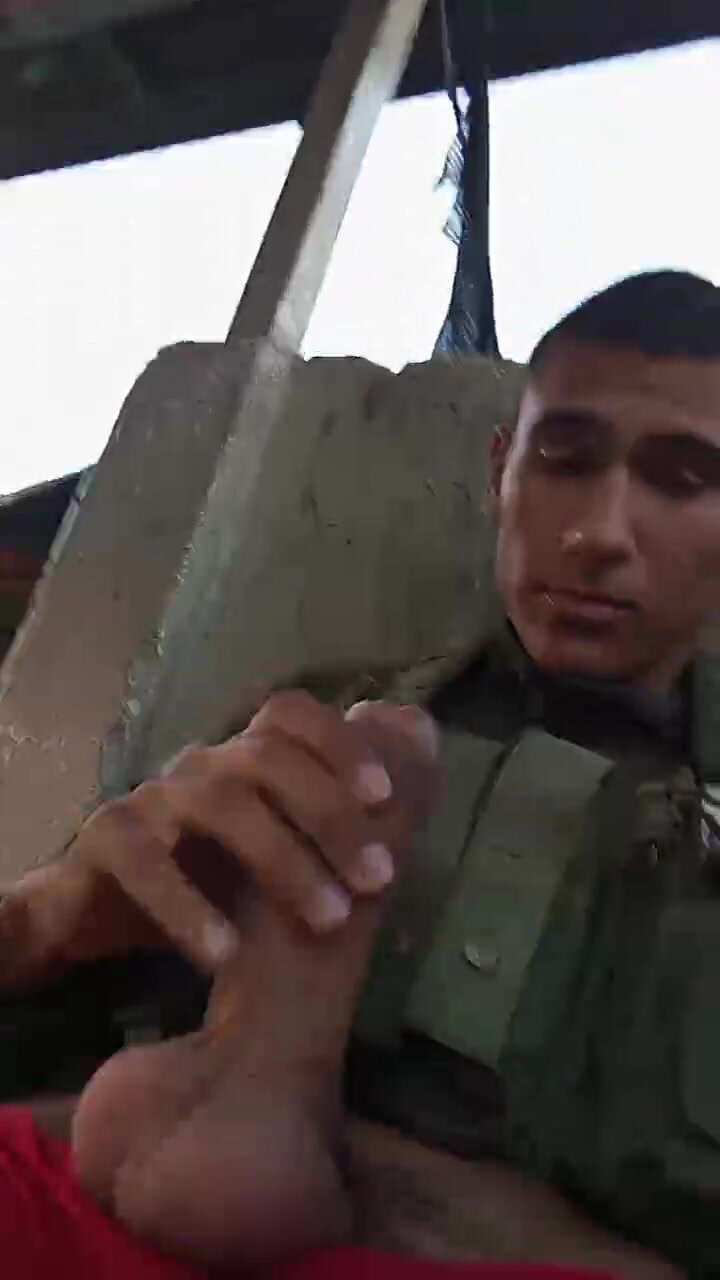 LATIN SOLDIER JERKING AND SHOWING