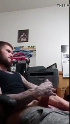 Big Dick bearded young guys jerks his thick white cock