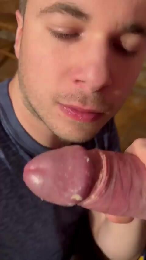 Licking clean dick with lots of smegma
