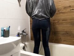 wetlook jeans - video 4