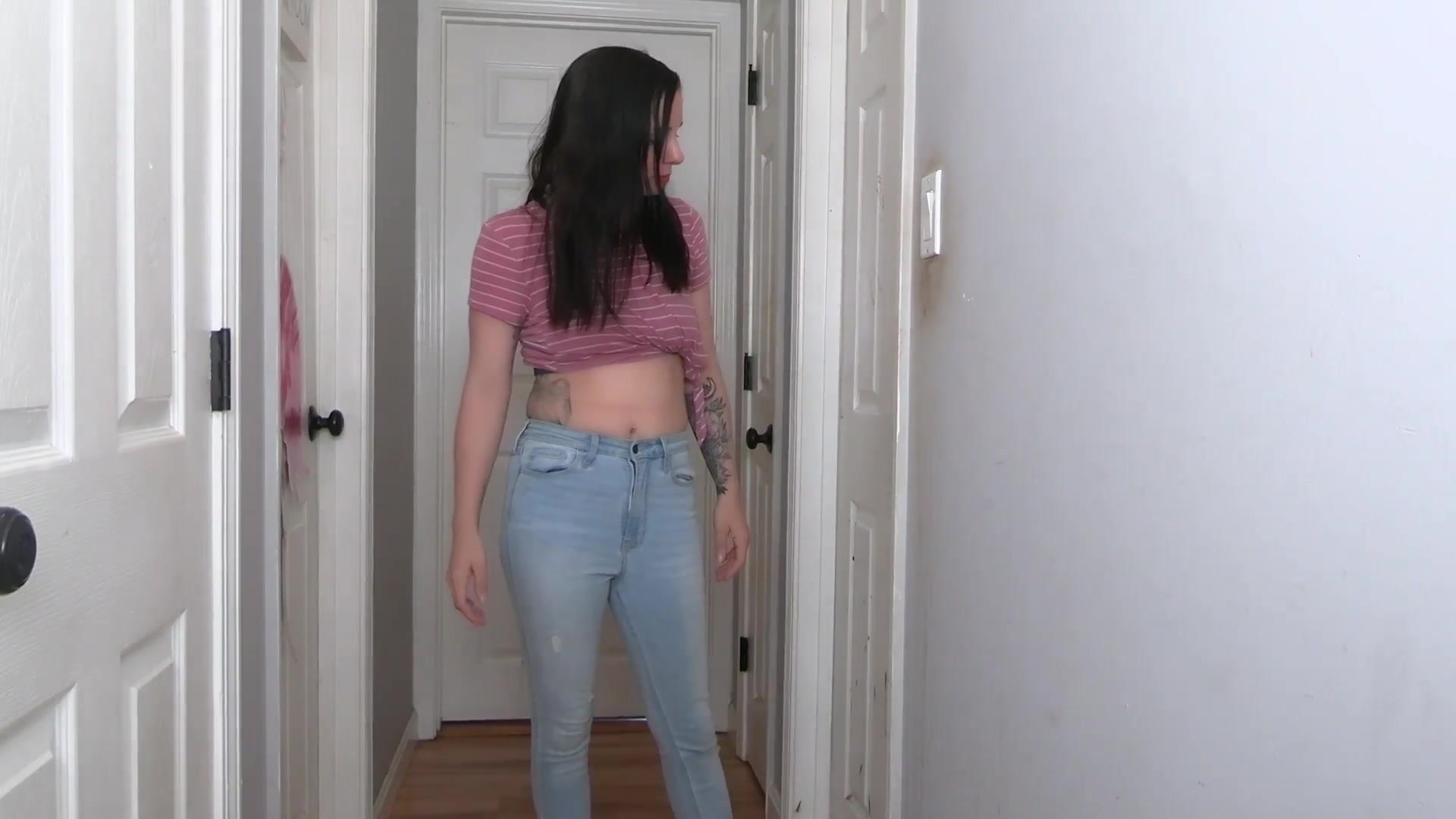 girl desperate in jeans