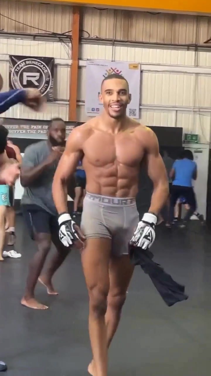sexy mma fighter with night cockslip and bulge