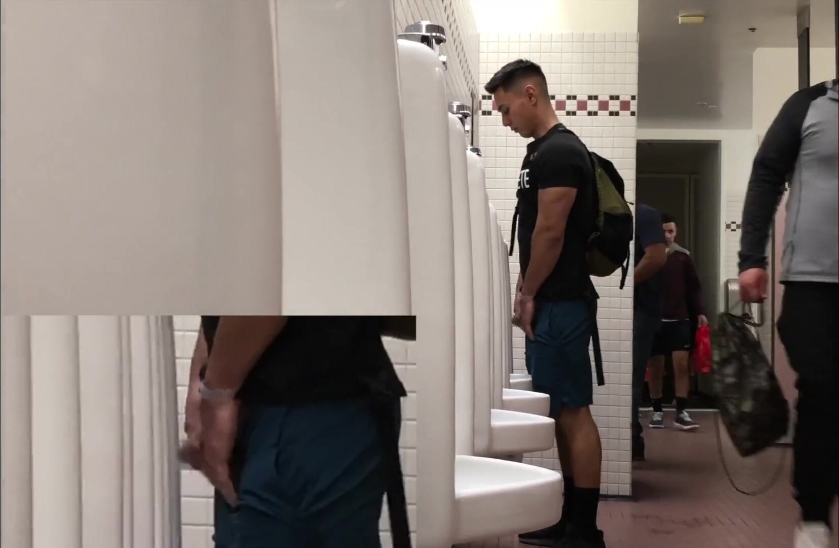 big floppy dark dick spied at urinal