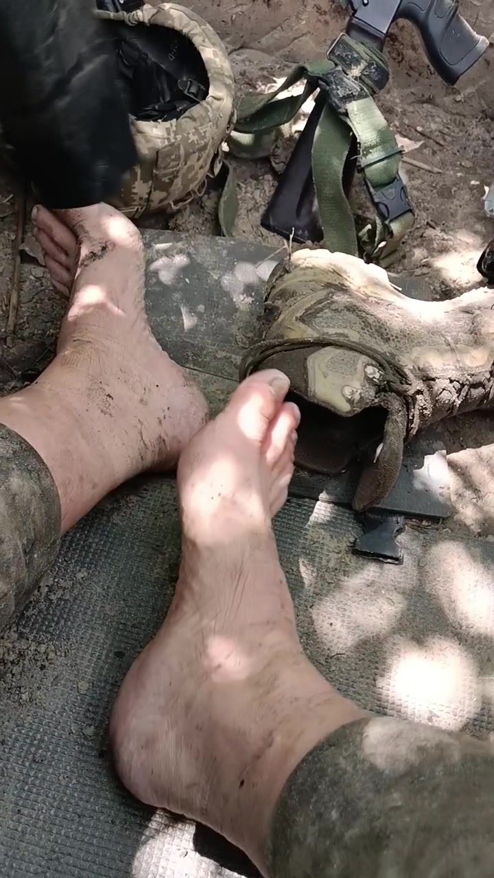 Stinky dirty Ukrainian army soldier feet