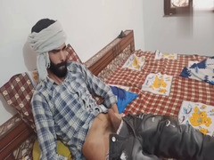 sexy bearded indian stud jerks his big cock