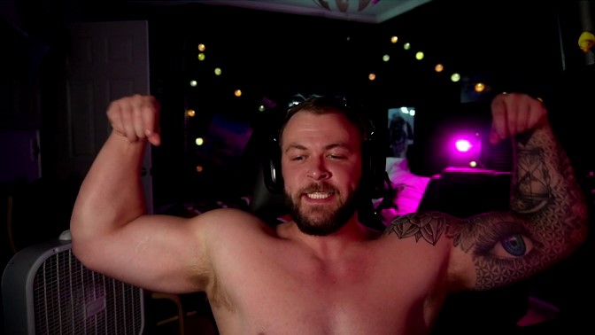 Funny muscle streamer Denny shirtless burp compilation