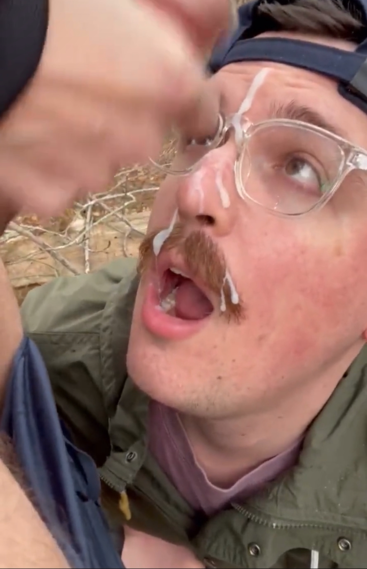 Mustache guy gets facial