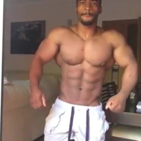 Powerful black bodybuilder