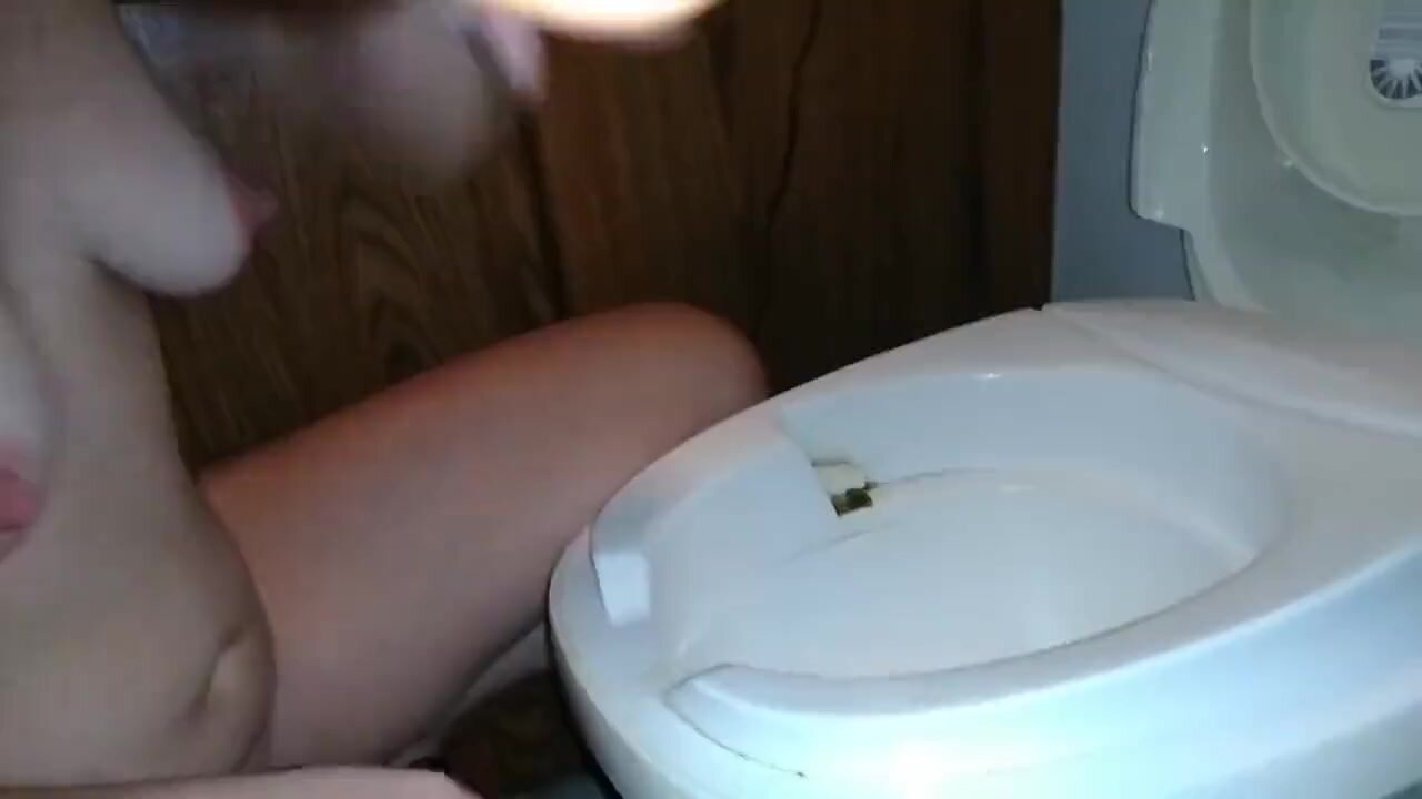 MILF licking toilet