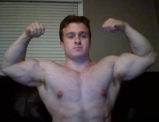 straight bodybuilder Joe shows off and cums on cam show